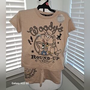 Disney Tan Woody Round-Up T-Shirt and Shorts Set